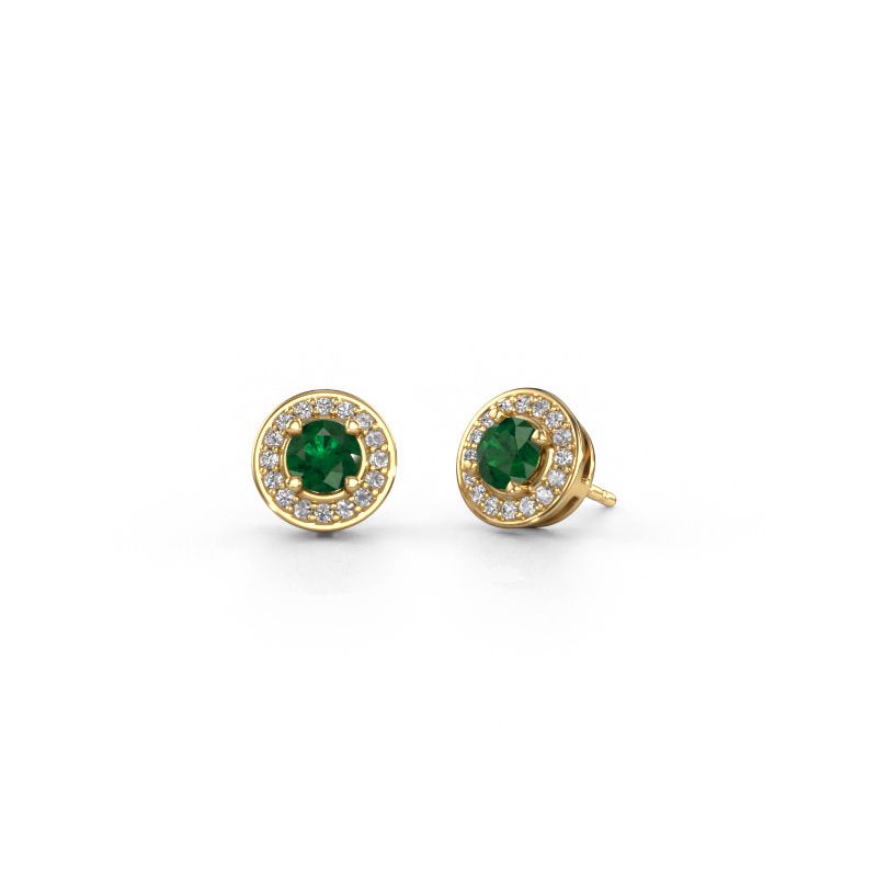 Stud earrings Agaat 585 gold emerald 5 mm