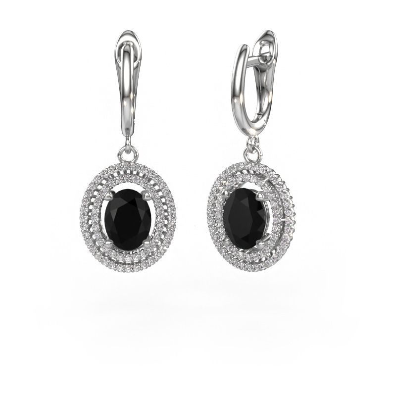 Drop earrings Karren 950 platinum black diamond 3.44 crt