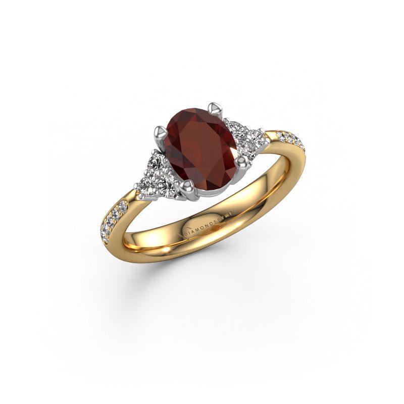 Engagement ring Aleida OVL 2 585 gold garnet 8x6 mm
