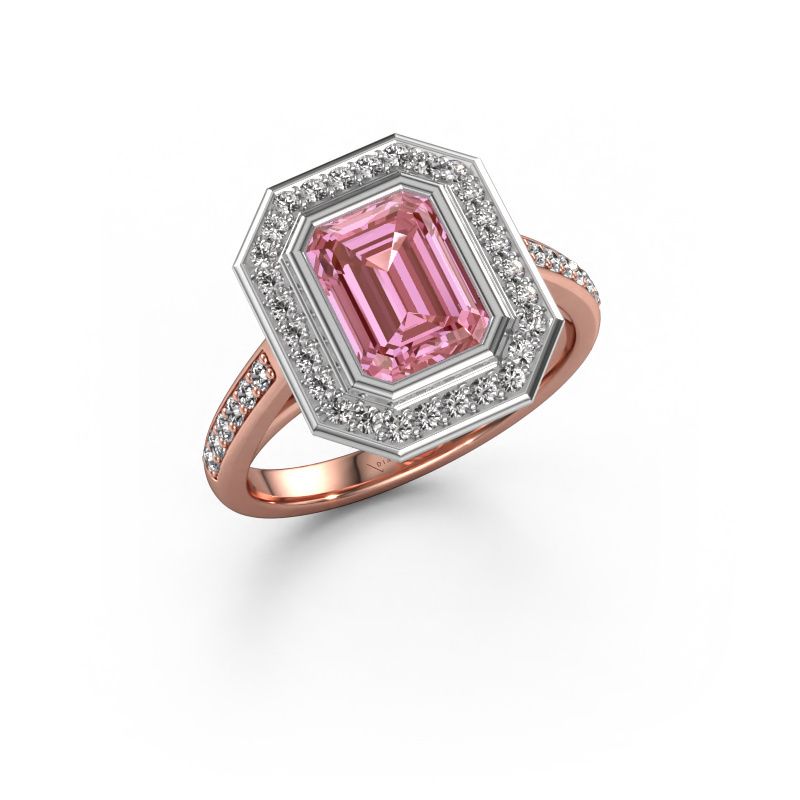 Engagement ring Noud 2 EME 585 rose gold pink lab grown diamond 8x6 mm