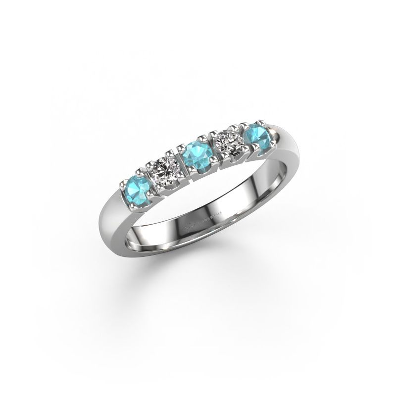 Ring Rianne 5 585 witgoud blauw topaas 2.7 mm