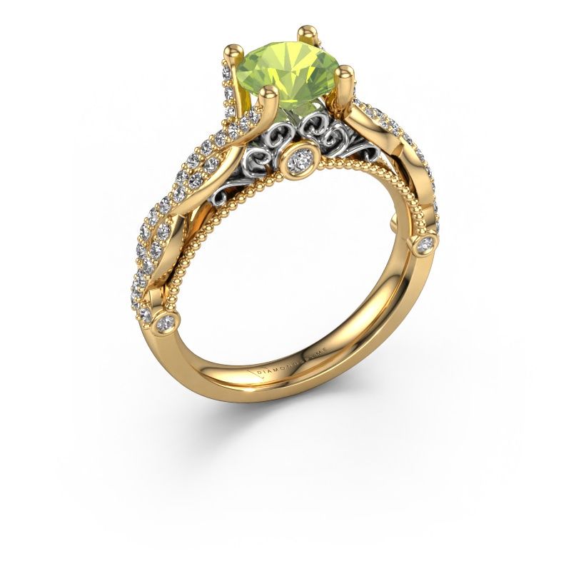 Engagement ring Chantelle 585 gold peridot 6.5 mm