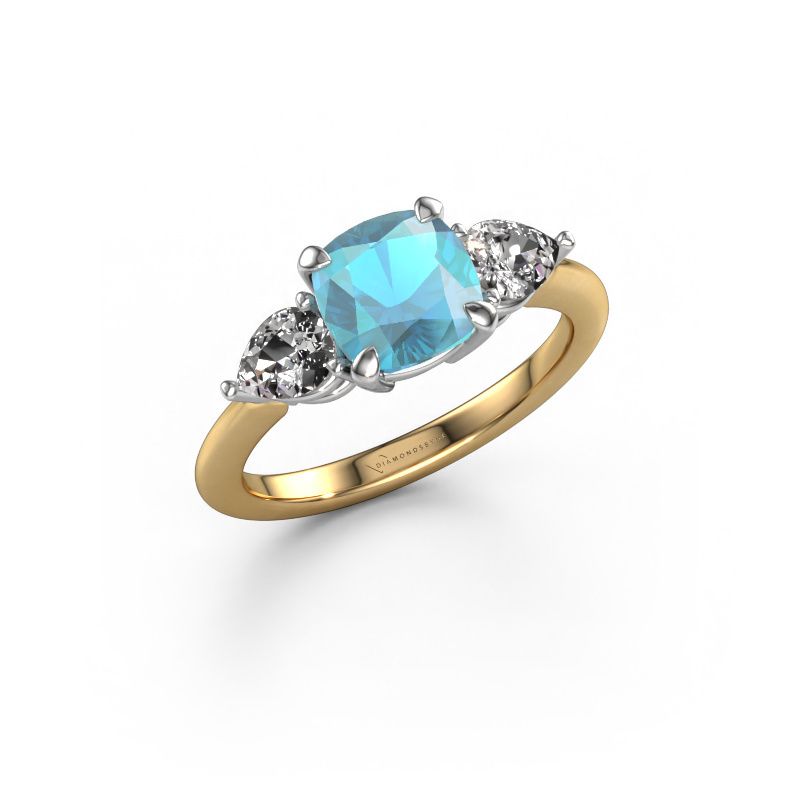 Forlovelsesring Chanou CUS 585 gull blå topas 7 mm