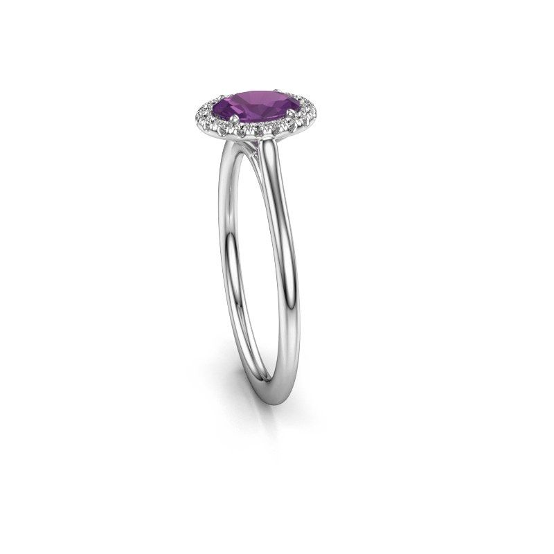 Image of Engagement ring seline ovl 1<br/>950 platinum<br/>Amethyst 6x4 mm