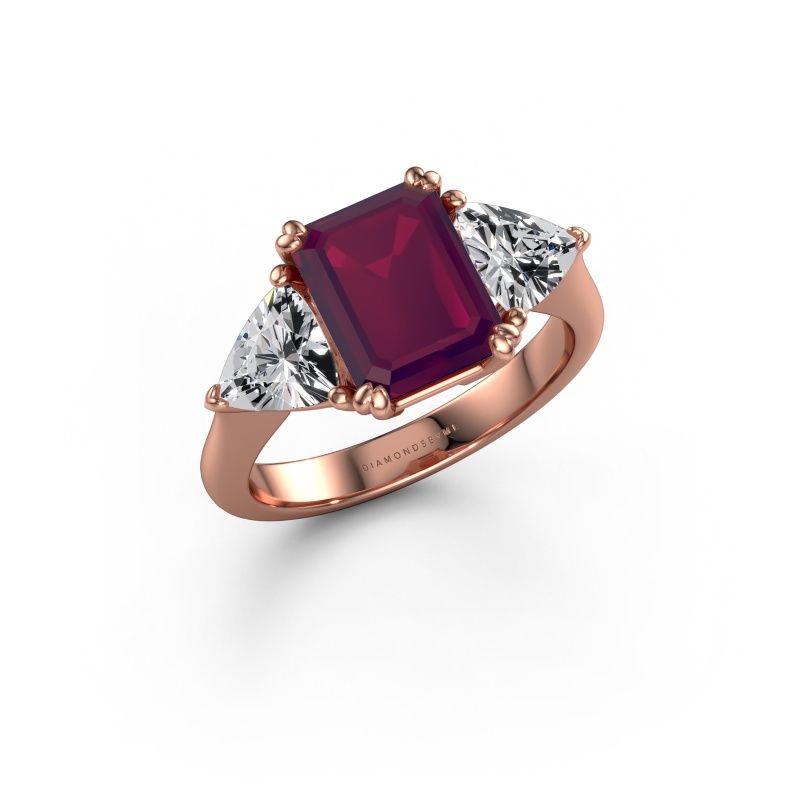 Engagement ring Paula 585 rose gold rhodolite 9x7 mm