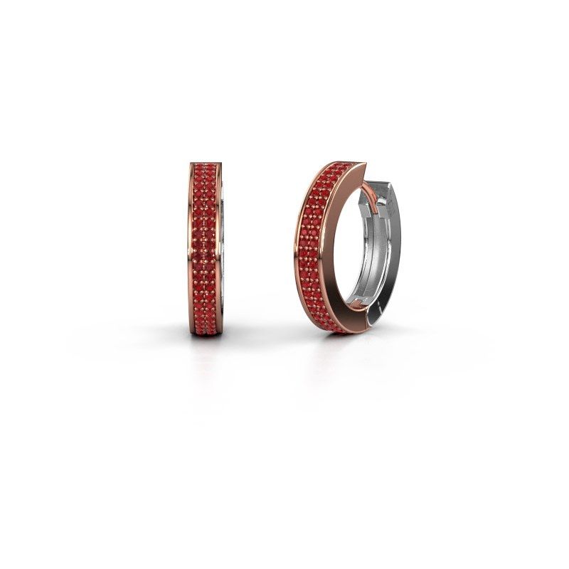 Image of Hoop earrings renee 5 12 mm<br/>585 rose gold<br/>Ruby 1 mm
