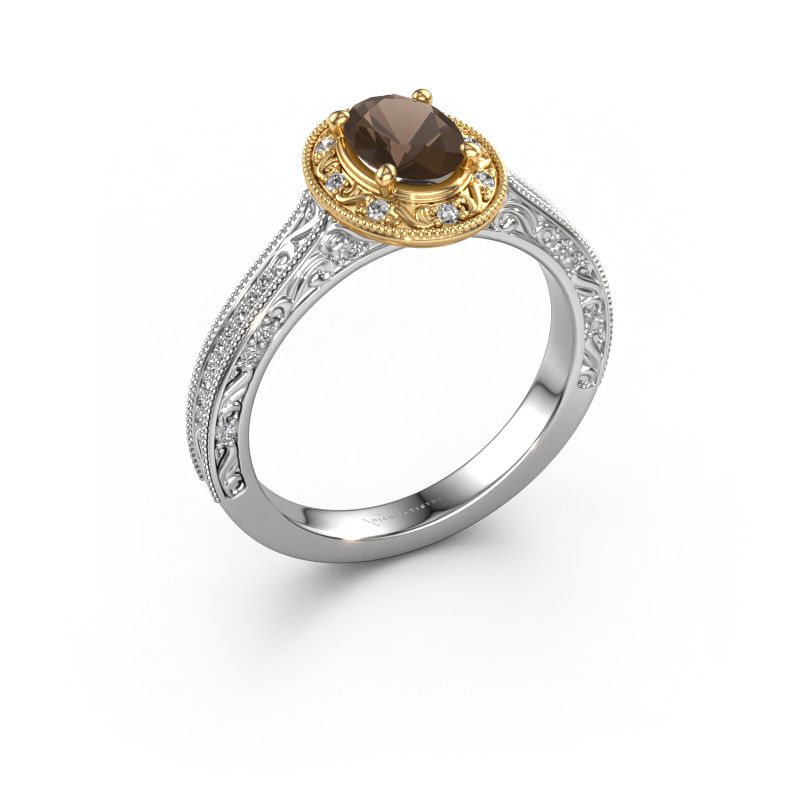 Verlobungsring Alice OVL 585 Weißgold Rauchquarz 7x5 mm