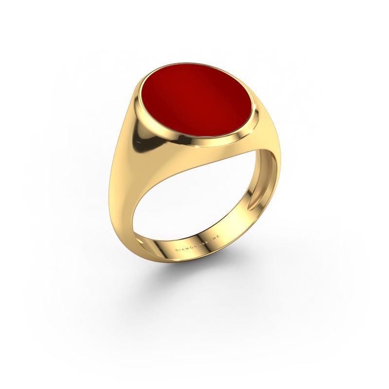Zegelring Herman 4 light 585 goud carneool 15x12 mm