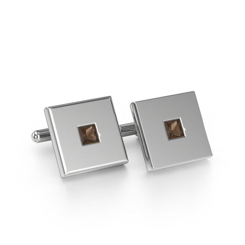 Manchetknopen Givanti 585 witgoud rookkwarts 4 mm