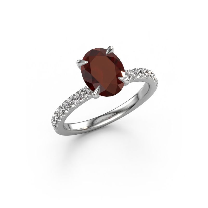 Image of Engagement Ring Crystal Ovl 2<br/>585 white gold<br/>Garnet 9x7 mm