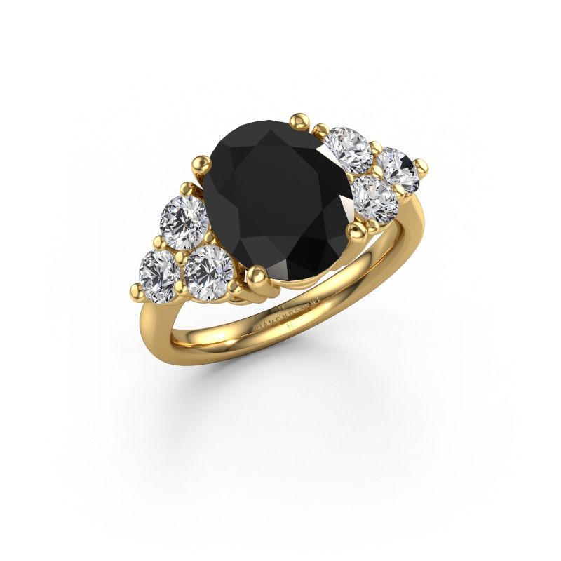 Image of Engagement ring Serenity OVL 585 gold black diamond 5.70 crt