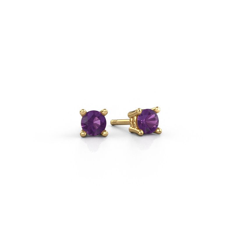 Stud earrings Jannette 585 gold amethyst 4 mm