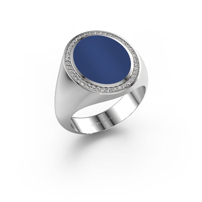 Zegelring Adam 4 585 witgoud lapis lazuli 15x12 mm