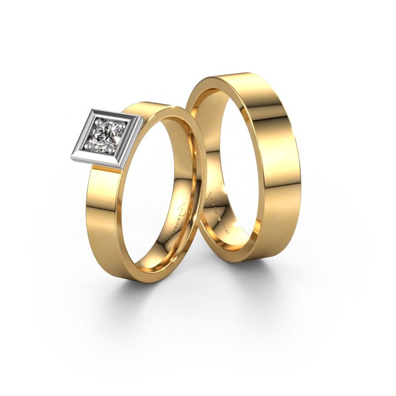 Wedding rings set WH2112LM14A ±0.16x0.07 in 14 Carat white gold diamond 0.25 crt