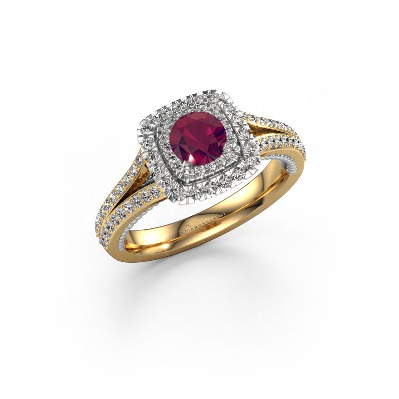 Bague de fiançailles Annette 585 or jaune rhodolite 5 mm