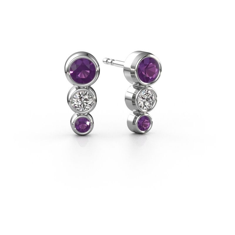 Stud earrings Linda 585 white gold amethyst 4 mm