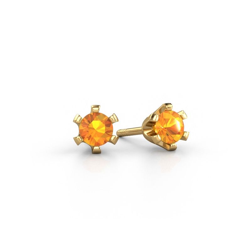 Stud earrings Shana 585 gold citrin 4 mm