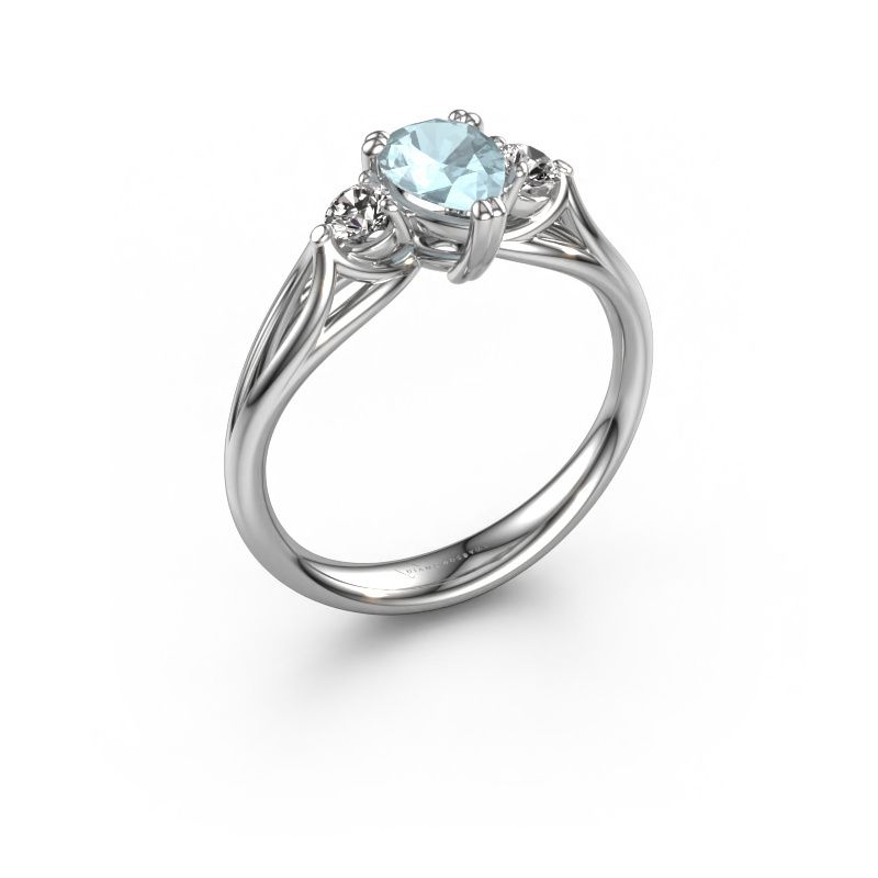 Verlobungsring Amie per 950 Platin Aquamarin 7x5 mm
