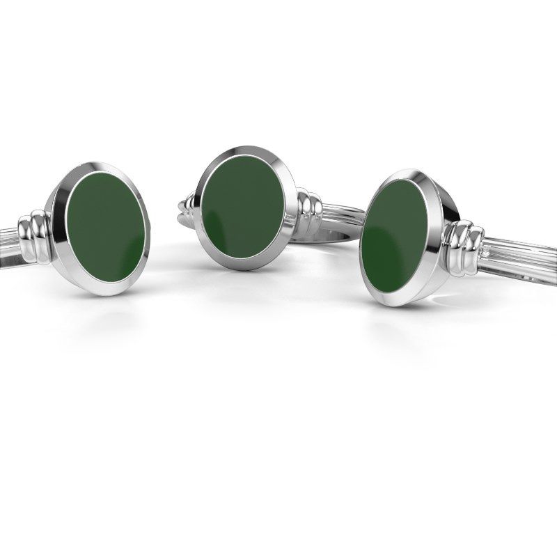 Afbeelding van Zegelring Jake 2<br/>950 platina<br/>groene emaille 12x10 mm