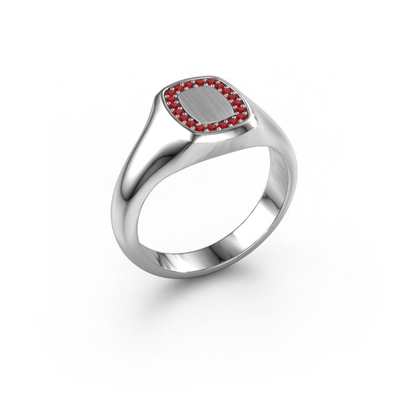 Herrenring Floris Cushion 1 585 Weißgold Rubin 1.2 mm