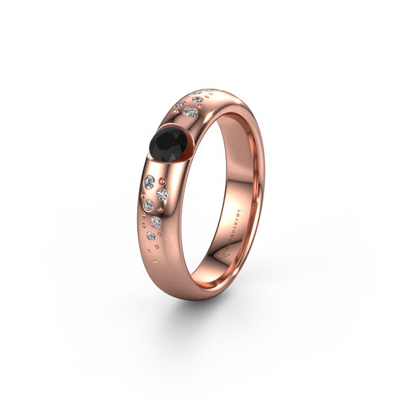 Wedding ring WH2104L34A 585 rose gold black diamond ±0.18x0.07 in