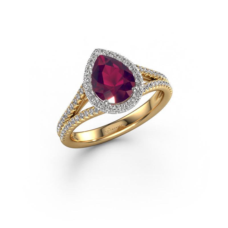 Verlobungsring Verla pear 2 585 Gold Rhodolit 8x6 mm