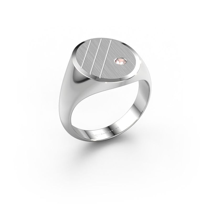 Signet ring Wesley 4 950 platinum morganite champagne 2.5 mm