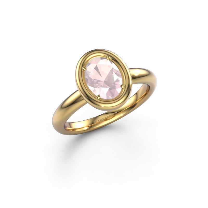 Engagement ring Noa OVL 585 gold morganite champagne 8x6 mm