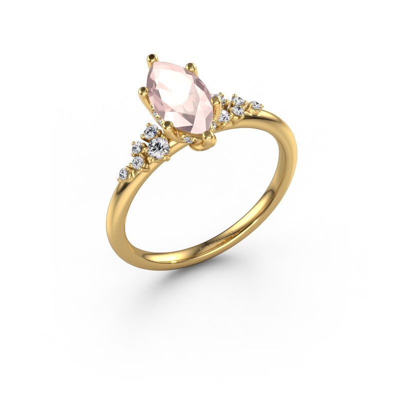 Engagement ring Emma MRQ 585 gold morganite champagne 10x5 mm
