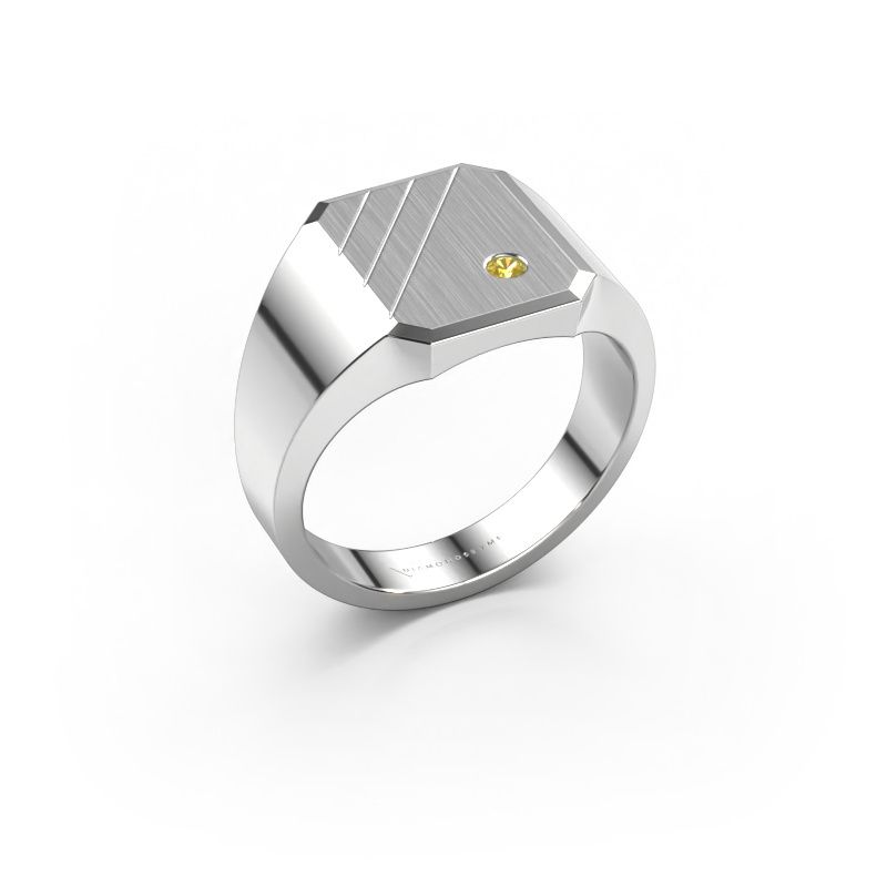 Chevalière Patrick 2 950 platine saphir jaune 2 mm