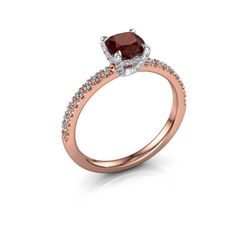 Image of Engagement ring saskia 1 cus<br/>585 rose gold<br/>Garnet 5.5 mm