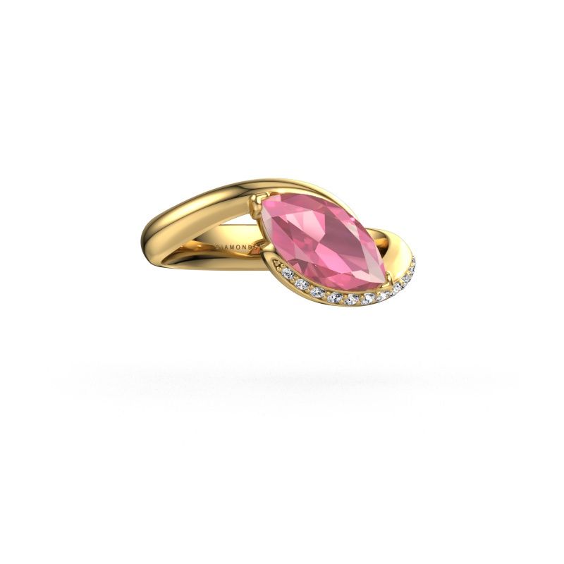 Engagement ring Aida MRQ side 585 gold tourmaline pink 11x5.5 mm