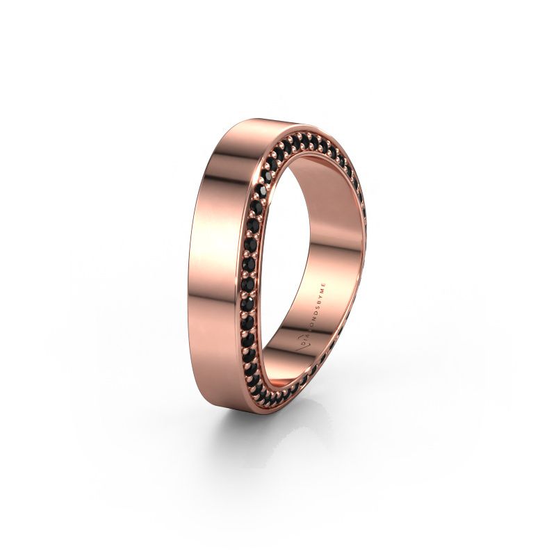 Trouwring WH2027BM 585 rosé goud zwarte diamant 0.396 crt ±5x2.2 mm