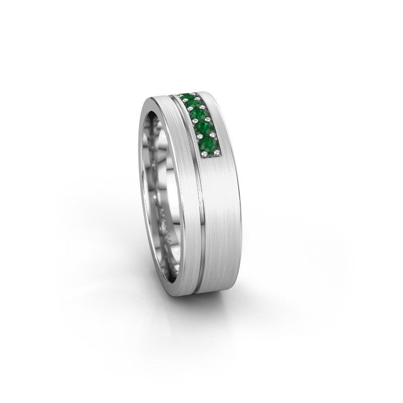 Image of Wedding ring WH0312L16AM<br/>950 platinum ±6x1.7 mm<br/>Emerald