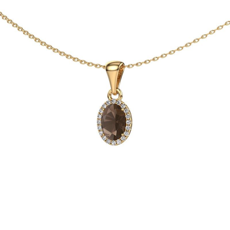 Pendant Seline ovl 585 gold smokey quartz 7x5 mm