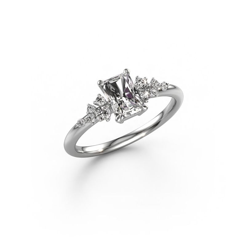 Engagement ring Royce RAD 585 white gold custom diamond 6.5x4.5 mm