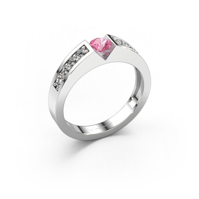 Verlovingsring Lizzy 2 585 witgoud roze saffier 4.2 mm