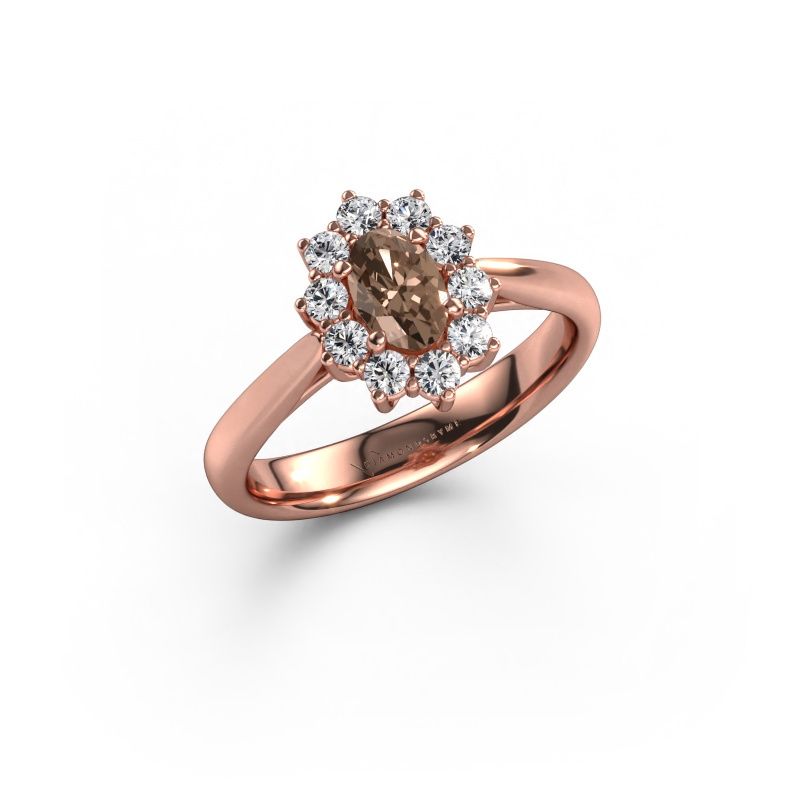 Verlovingsring Leesa 1 express 585 rosé goud bruine diamant 0.40 crt