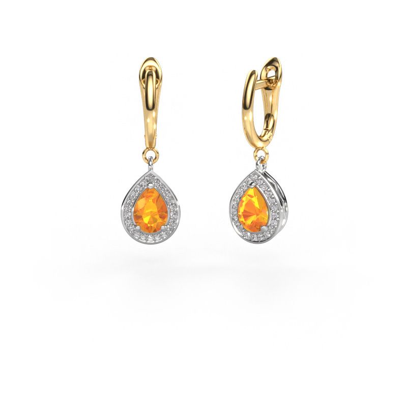 Pendants d'oreilles Ginger 1 585 or blanc citrine 7x5 mm