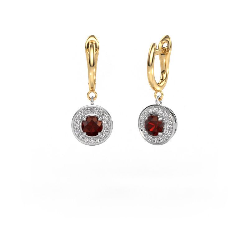 Drop earrings Ninette 1 585 white gold garnet 5 mm