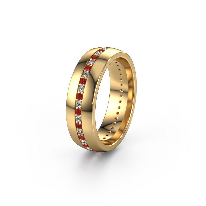 Weddings ring WH0103L26BP 585 gold ruby 1.3 mm ±6x2 mm