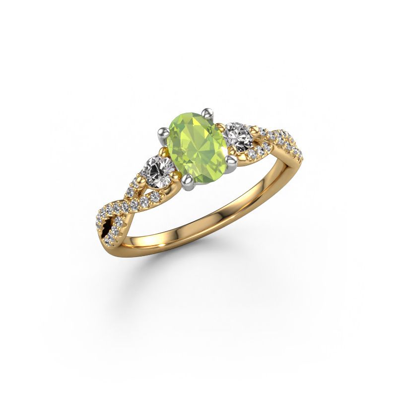 Verlovingsring Marilou OVL 585 goud peridoot 7,5x5,5 mm