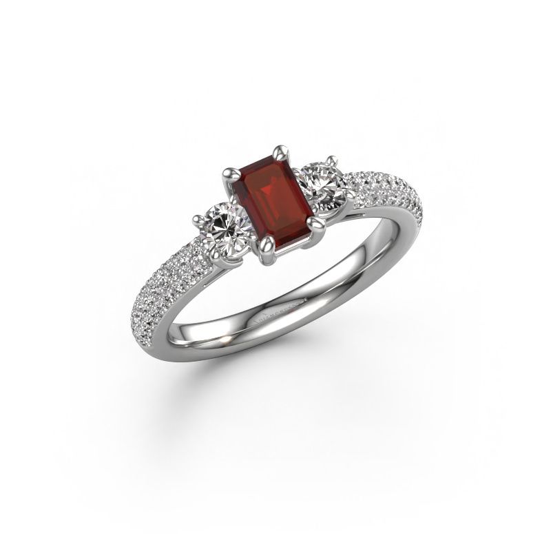 Engagement ring Marielle EME 585 white gold garnet 6x4 mm