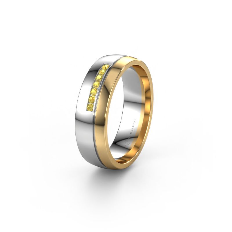 Wedding ring WH0308L26AP 585 white gold yellow sapphire ±6x1.7 mm