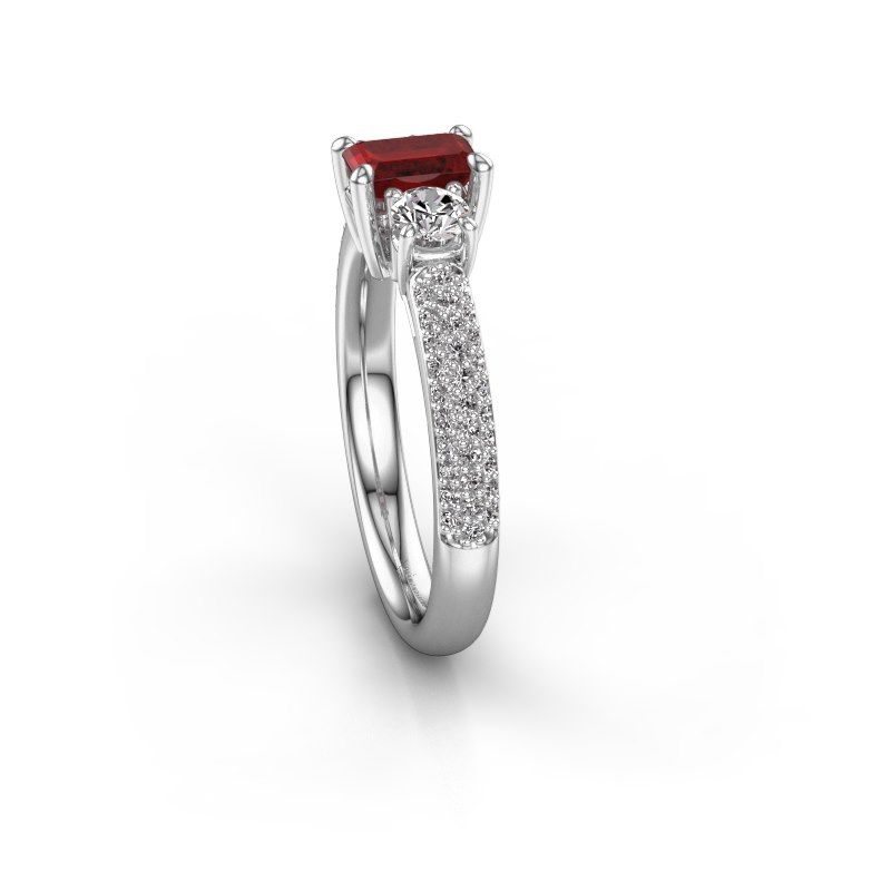 Image of Engagement Ring Marielle Eme<br/>950 platinum<br/>Ruby 6x4 mm