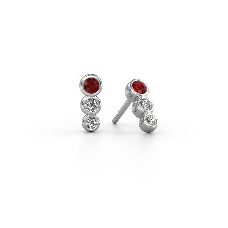 Boucles d'oreilles Felica 585 or blanc rubis 2.7 mm