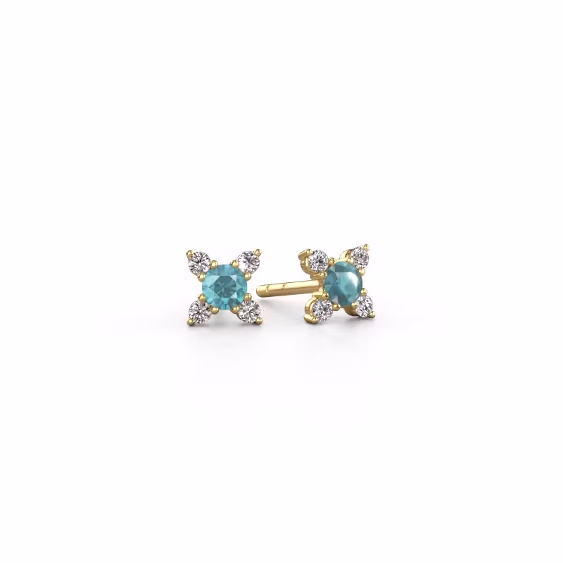 Earrings Nina 585 gold blue topaz 3 mm