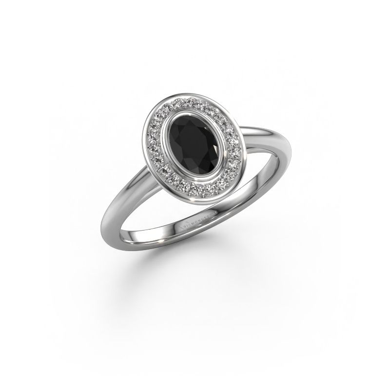 Engagement ring Noud 1 OVL 585 white gold black diamond 0.71 crt