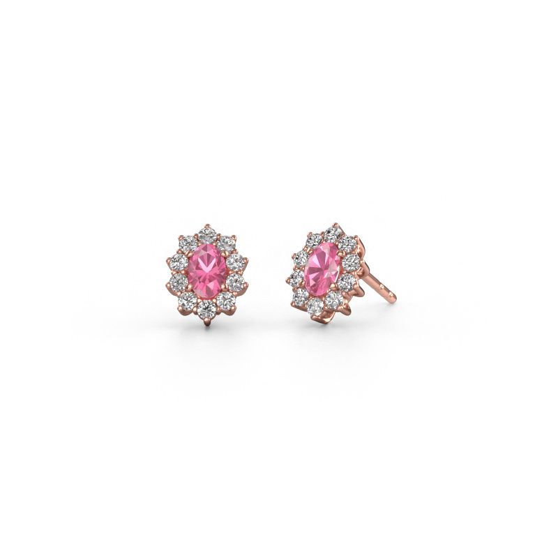 Earrings Leesa 585 rose gold pink sapphire 6x4 mm