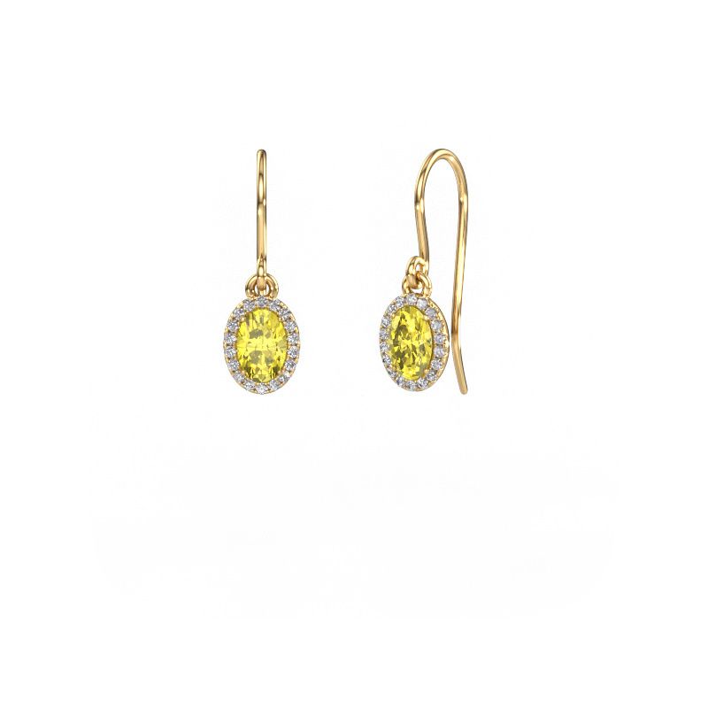Drop earrings Seline 2 ovl 585 gold yellow lab grown diamond 6x4 mm
